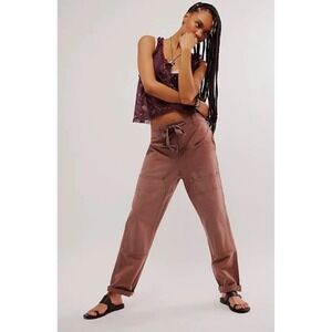 We‎ The Free Utility Pants XS Brown Drawstring Pockets Relaxed Fit Casual